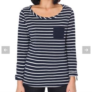 BARBOUR WOMEN'S NEWQUAY striped convertible sleeve TOP Size 4